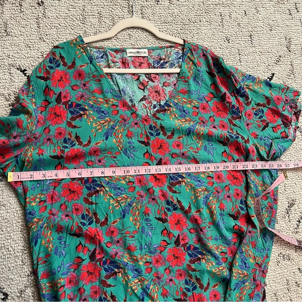 Natural Life Colorful Floral Tunic Shirt Dress Mini Short Spring - Picture 5 of 6